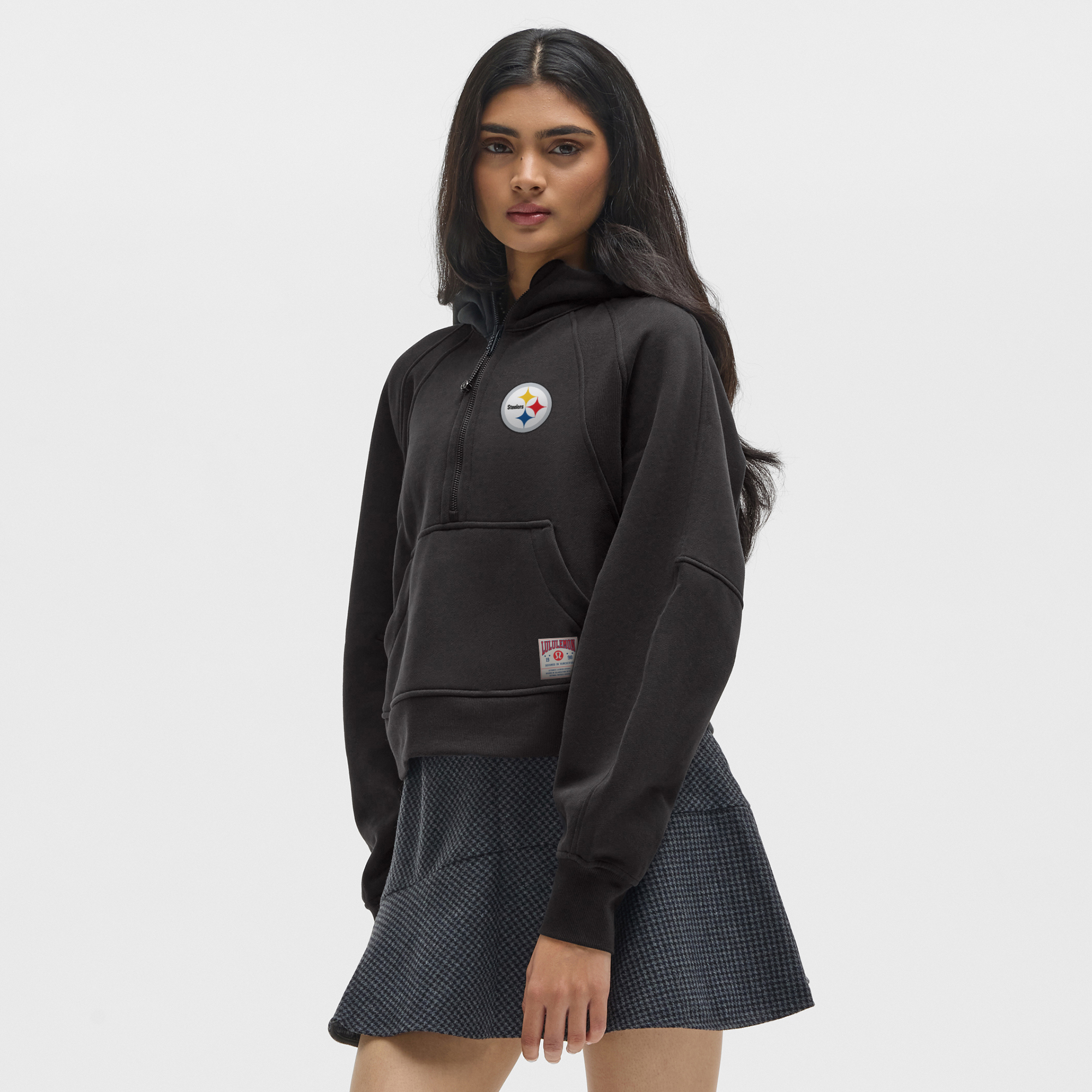 Women's lululemon Black Pittsburgh Steelers Scuba Oversized Half-Zip Hoodie