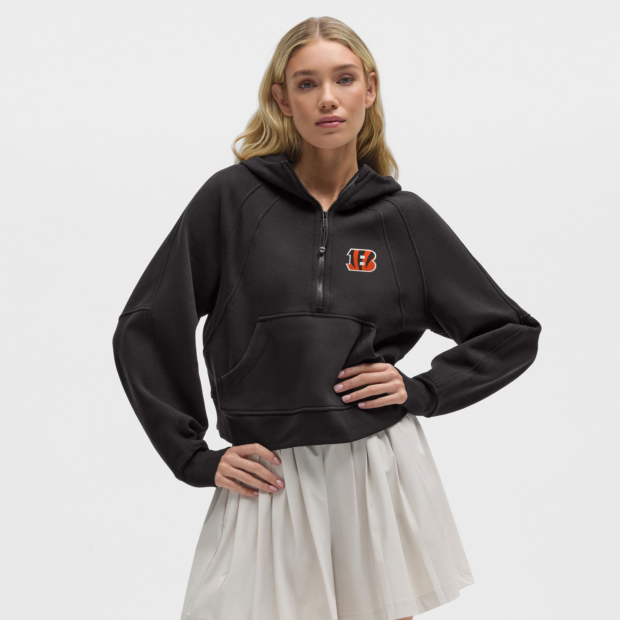 Women's lululemon Black Cincinnati Bengals Scuba Oversized Half-Zip Hoodie