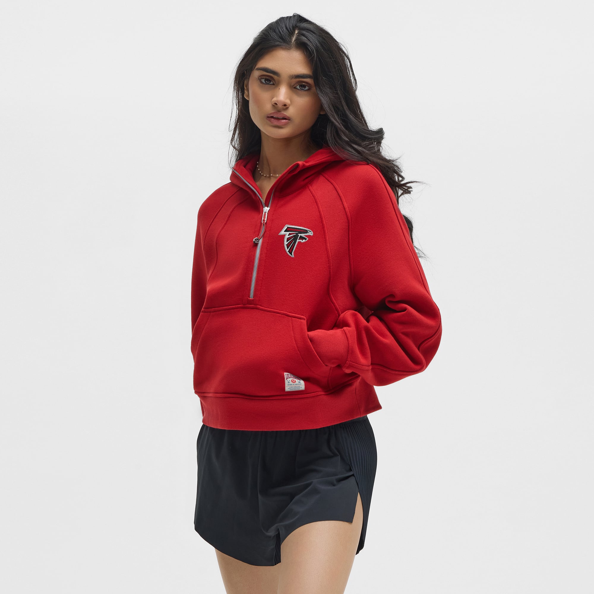 Damen-Kapuzenpullover „College Crimson Atlanta Falcons Scuba“ mit übergroßem Halbreißverschluss