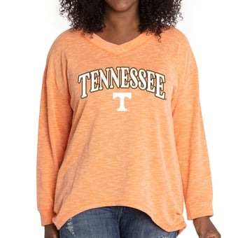 Women's Tennessee Orange Tennessee Volunteers Oversized Bailey Long Sleeve V-Neck Tri-Blend Tunic