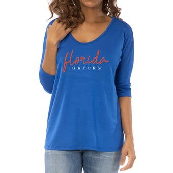 Women's Royal Florida Gators Tamara Scoop Neck 3/4-Sleeve Top
