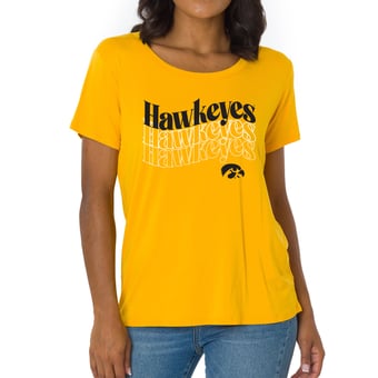 Women's Gold Iowa Hawkeyes Scarlet Scoop Neck T-Shirt