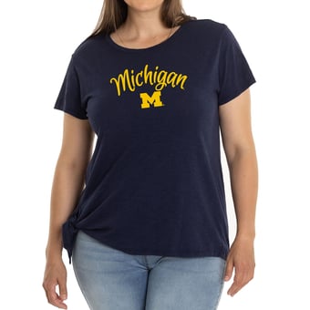 Women's Navy Michigan Wolverines Sophie Side-Tie T-Shirt