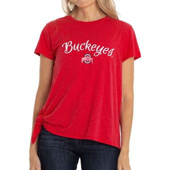 Women's Scarlet Ohio State Buckeyes Sophie Side-Tie T-Shirt