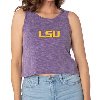 Women's Purple LSU Tigers Brie Sandwash Tri-Blend Cropped Tank Top