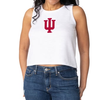 Women's White Indiana Hoosiers Brie Sandwash Tri-Blend Cropped Tank Top