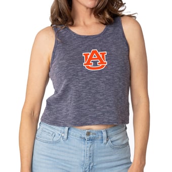 Women's Navy Auburn Tigers Brie Sandwash Tri-Blend Cropped Tank Top