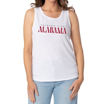 Women's White Alabama Crimson Tide Blake Sandwash Rib-Knit Tri-Blend Tank Top
