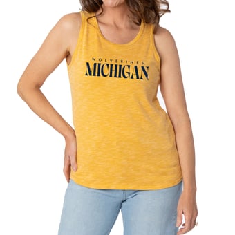 Women's Maize Michigan Wolverines Blake Sandwash Rib-Knit Tri-Blend Tank Top
