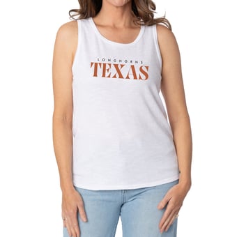 Women's White Texas Longhorns Blake Sandwash Rib-Knit Tri-Blend Tank Top