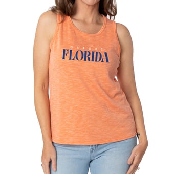 Women's Orange Florida Gators Blake Sandwash Rib-Knit Tri-Blend Tank Top