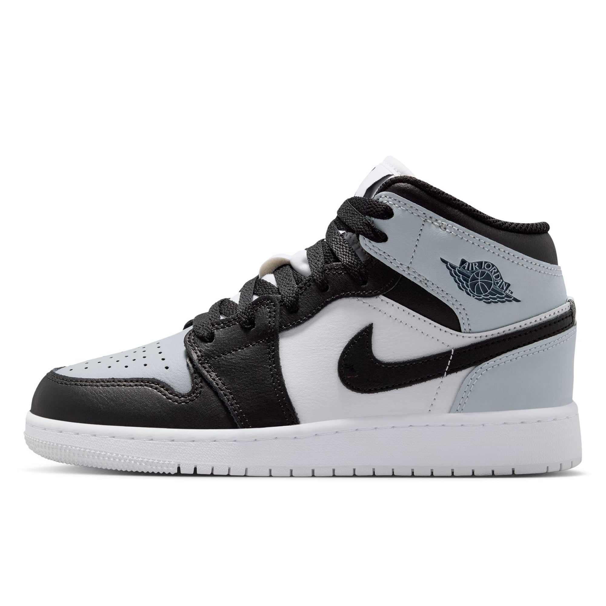 Youth Jordan Brand  Black/Gray Air Jordan 1 Mid Sneakers