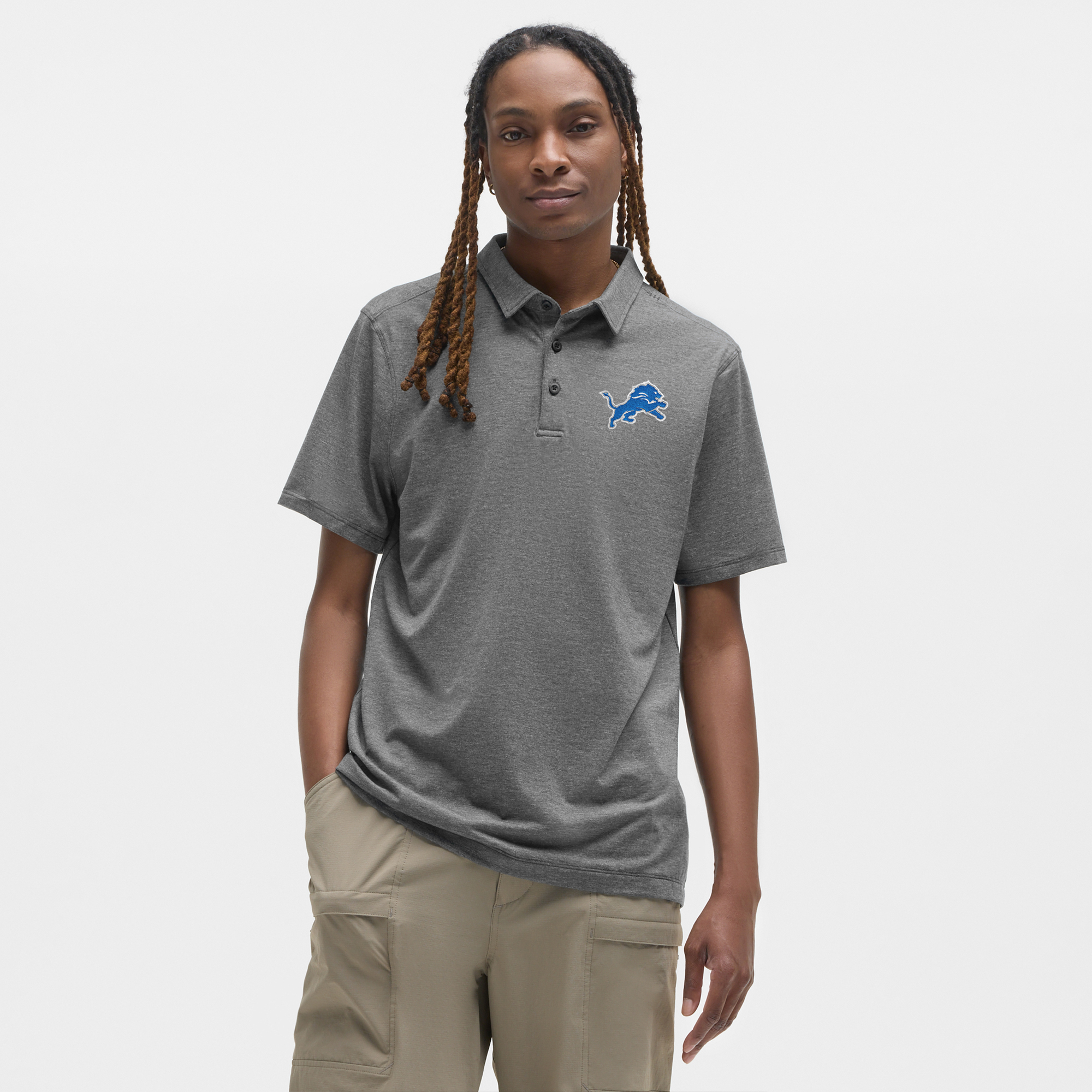 Men's lululemon Heather Black Detroit Lions Evolution Polo