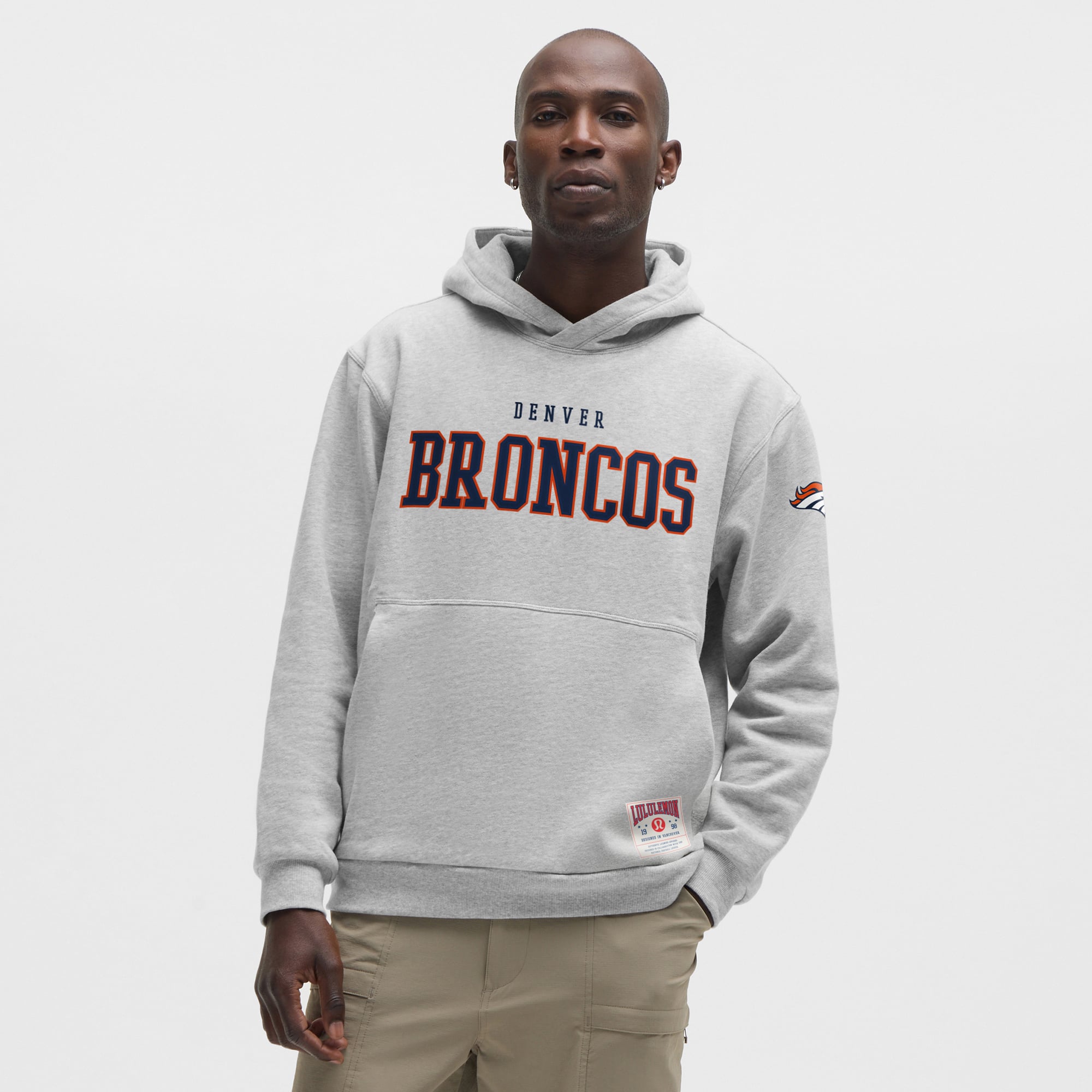 Felpa con cappuccio da uomo lululemon Heathered Silver Drop Denver Broncos Steady State