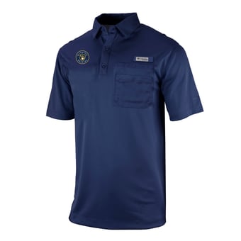 Men's Columbia Navy Milwaukee Brewers Flycaster Pocket Polo