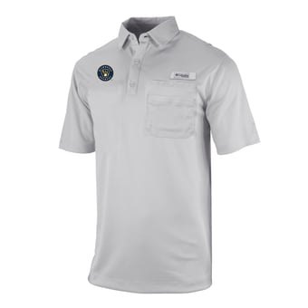 Men's Columbia Gray Milwaukee Brewers Flycaster Pocket Polo