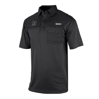 Men's Columbia Black Miami Marlins Flycaster Pocket Polo