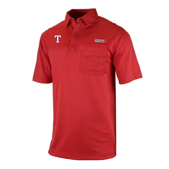 Men's Columbia Red Texas Rangers Flycaster Pocket Polo