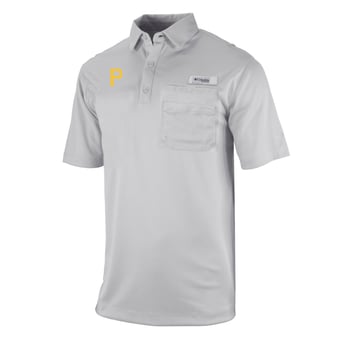 Men's Columbia Gray Pittsburgh Pirates Flycaster Pocket Polo