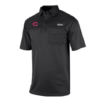 Men's Columbia Black Cincinnati Reds Flycaster Pocket Polo