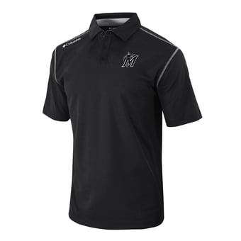 Men's Columbia Black Miami Marlins Omni-Wick Shotgun Polo
