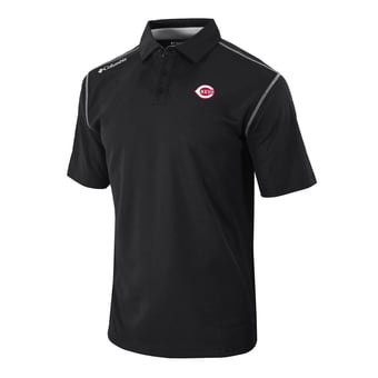 Men's Columbia Black Cincinnati Reds Omni-Wick Shotgun Polo