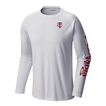 Men's Columbia White Minnesota Twins Terminal Tackle Long Sleeve Shirt