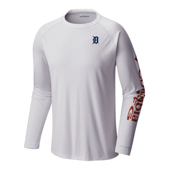 Men's Columbia White Detroit Tigers Terminal Tackle Long Sleeve Shirt