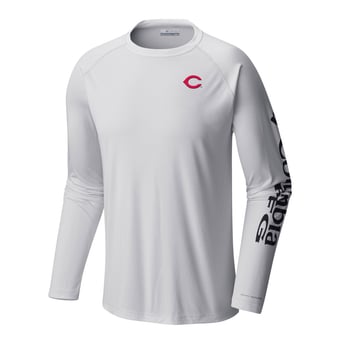 Men's Columbia White Cincinnati Reds Terminal Tackle Long Sleeve Shirt