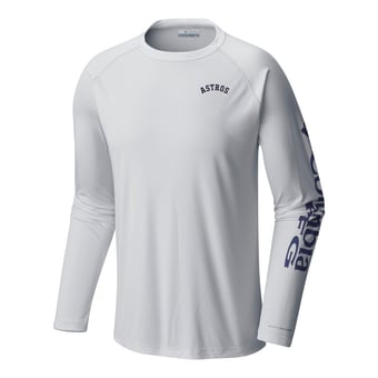 Men's Columbia White Houston Astros Terminal Tackle Long Sleeve Shirt