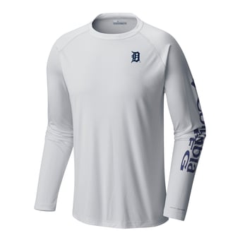 Men's Columbia White Detroit Tigers Terminal Tackle Long Sleeve Shirt