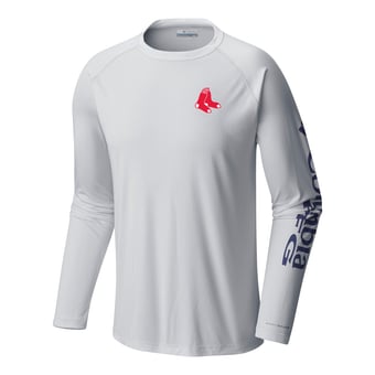 Men's Columbia White Boston Red Sox Terminal Tackle Long Sleeve Shirt