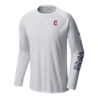Men's Columbia White Cleveland Guardians Terminal Tackle Long Sleeve Shirt