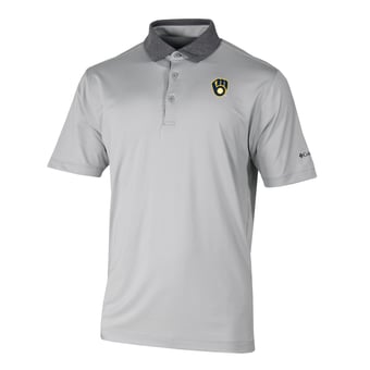 Men's Columbia Gray Milwaukee Brewers Settle In Polo