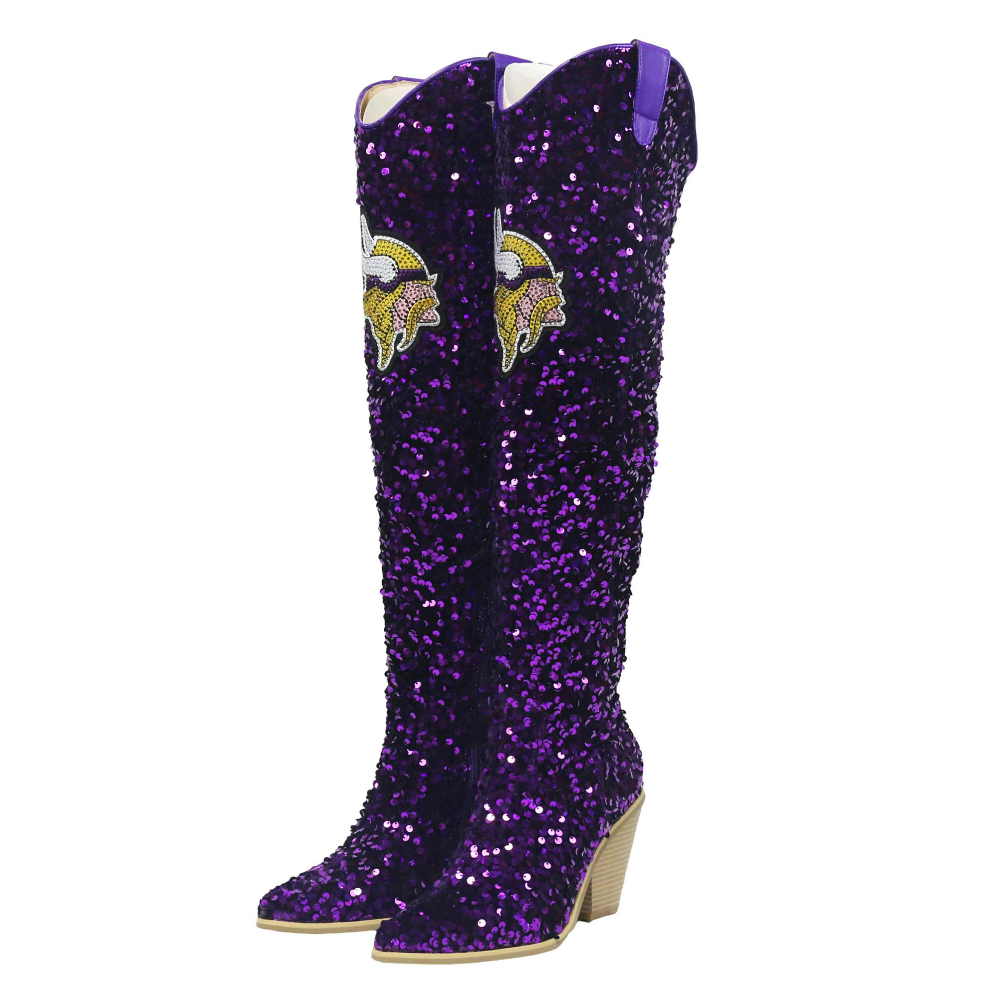 Women's FABGATING by Cuce Purple Minnesota Vikings Over-the-Knee Sequin Boots