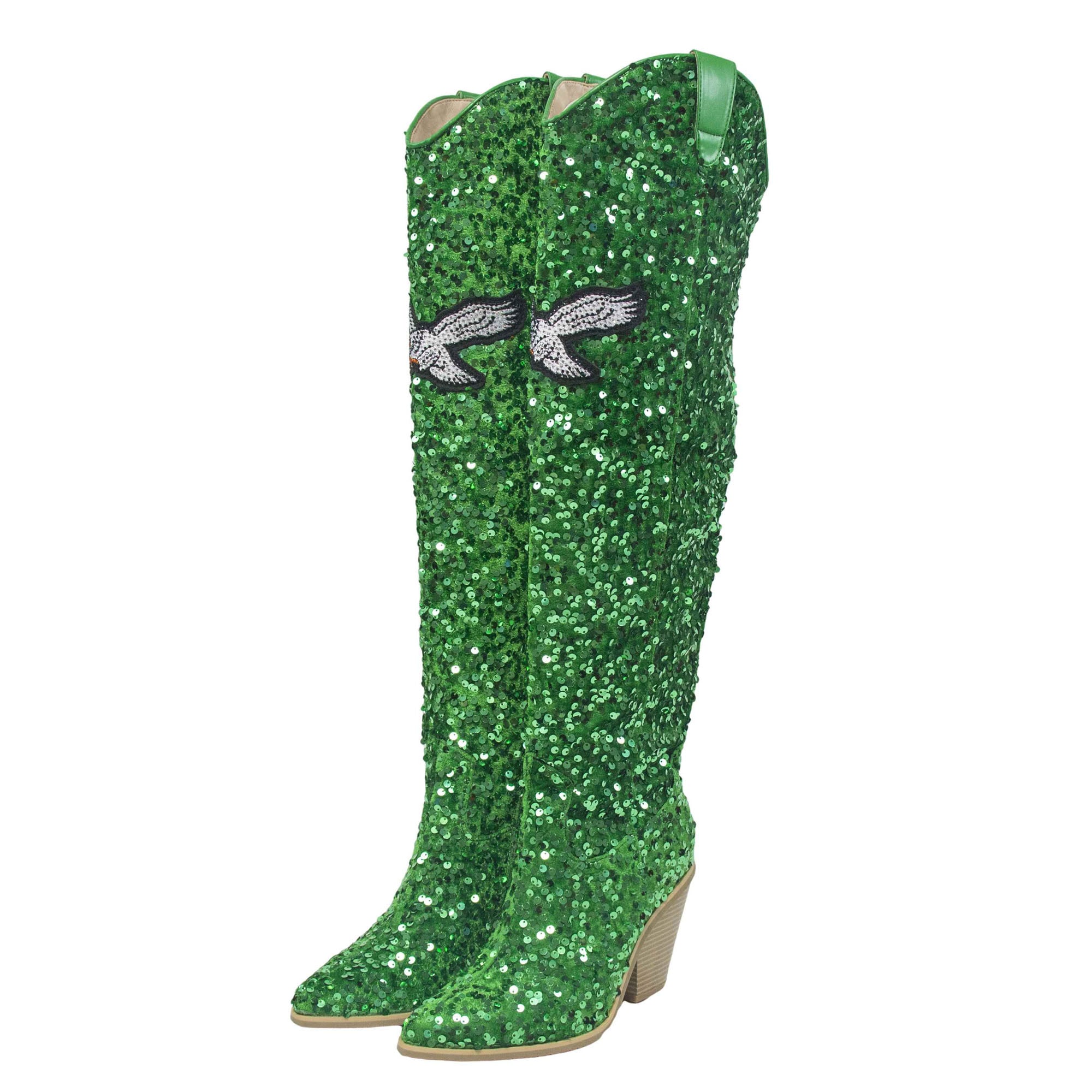 Women's Cuce Philadelphia Eagles Over-the-Knee Sequin Boots