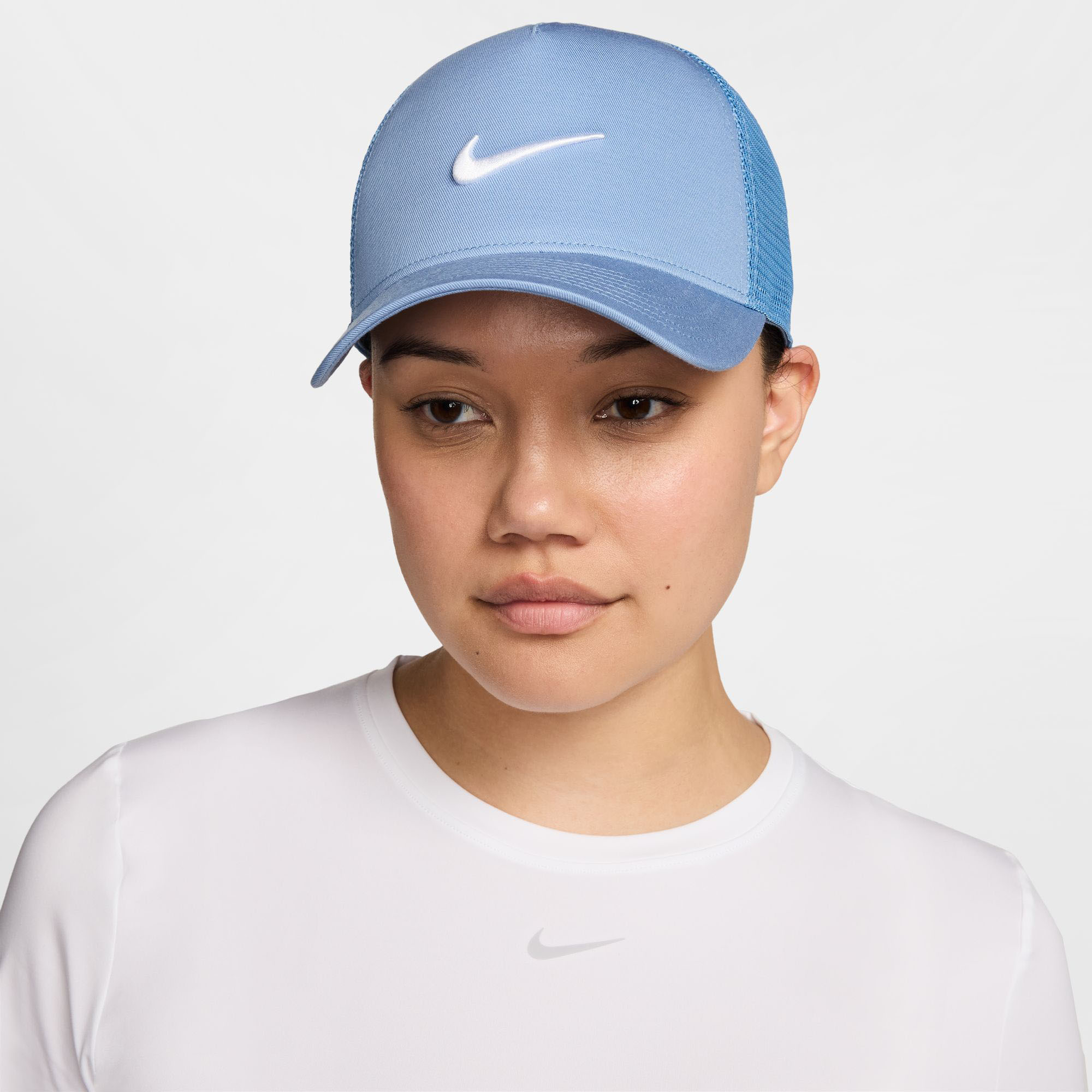 Unisex Nike Light Blue Swoosh Rise Trucker Adjustable Hat