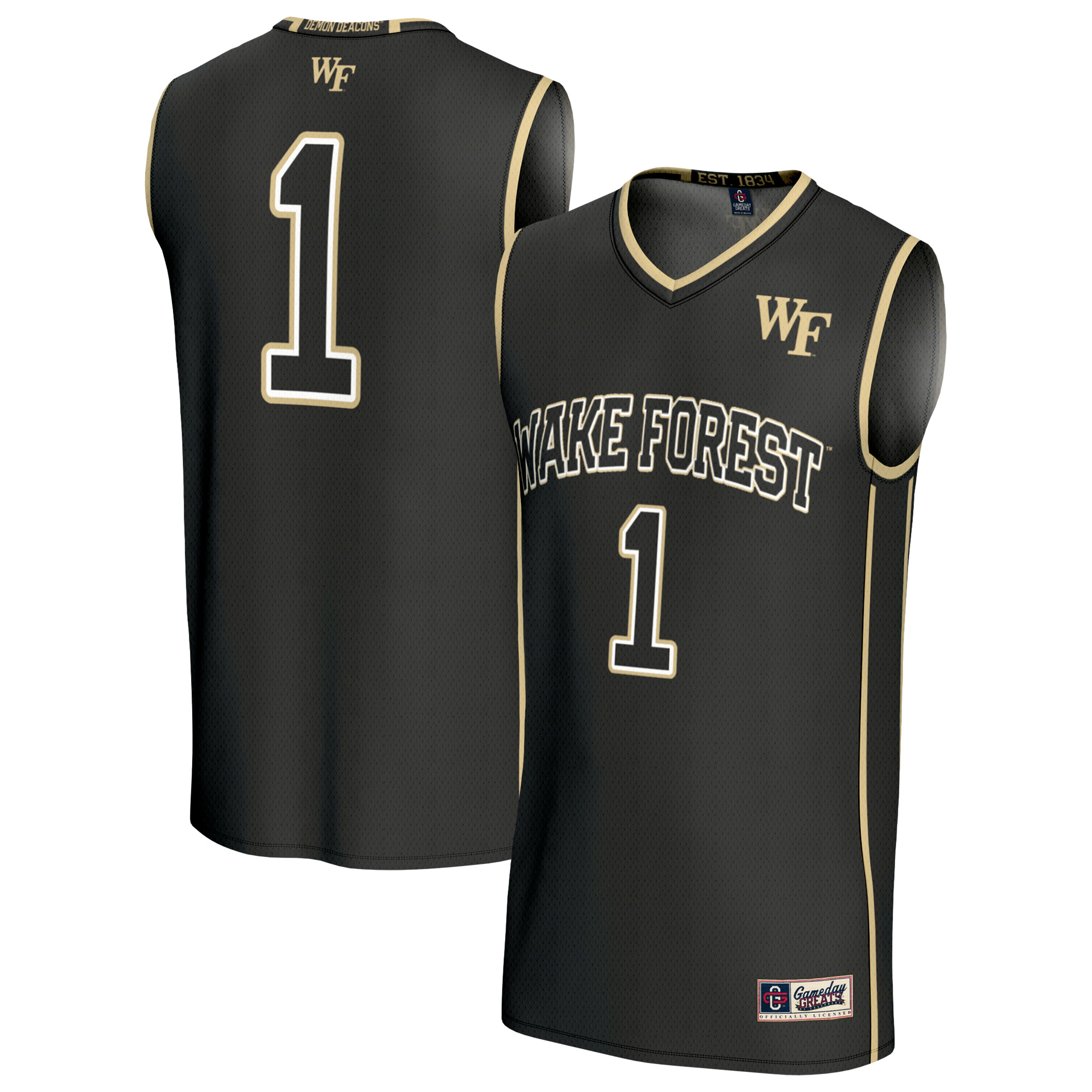 Unisex GameDay Greats #1 Black Wake Forest Demon Deacons Lightweight Basketball Fashion Jersey
