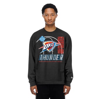 Men's New Era  Black Oklahoma City Thunder Leisure Collection Stretch Fleece Sweatshirt