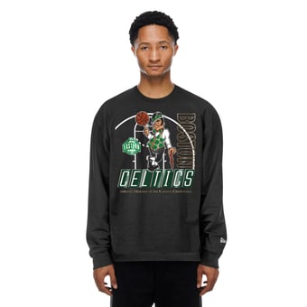Men's New Era  Black Boston Celtics Leisure Collection Stretch Fleece Sweatshirt