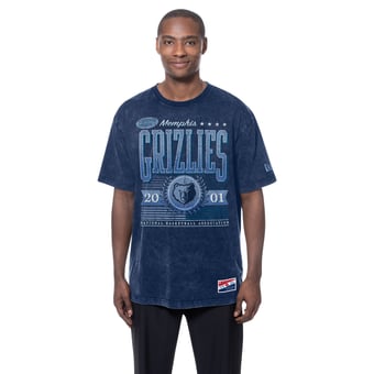 Men's New Era  Navy Memphis Grizzlies Oversized Throwback Collection Mineral Wash T-Shirt