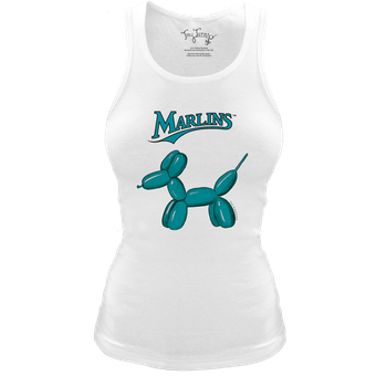 Women's Tiny Turnip White Miami Marlins Fitted Balloon Dog Tri-Blend Tank Top