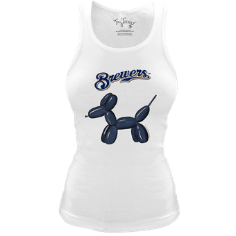 Women's Tiny Turnip White Milwaukee Brewers Fitted Balloon Dog Tri-Blend Tank Top