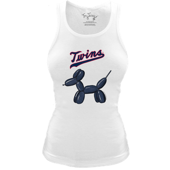Women's Tiny Turnip White Minnesota Twins Fitted Balloon Dog Tri-Blend Tank Top