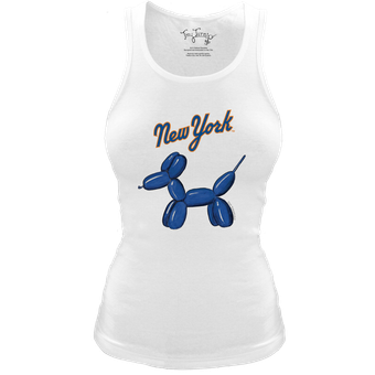Women's Tiny Turnip White New York Mets Fitted Balloon Dog Tri-Blend Tank Top