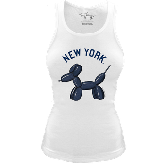 Women's Tiny Turnip White New York Yankees Fitted Balloon Dog Tri-Blend Tank Top