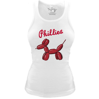 Women's Tiny Turnip White Philadelphia Phillies Fitted Balloon Dog Tri-Blend Tank Top