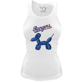 Women's Tiny Turnip White Texas Rangers Fitted Balloon Dog Tri-Blend Tank Top
