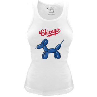Women's Tiny Turnip White Chicago Cubs Fitted Balloon Dog Tri-Blend Tank Top