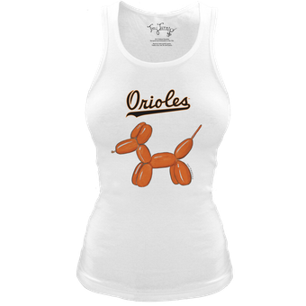 Women's Tiny Turnip White Baltimore Orioles Fitted Balloon Dog Tri-Blend Tank Top